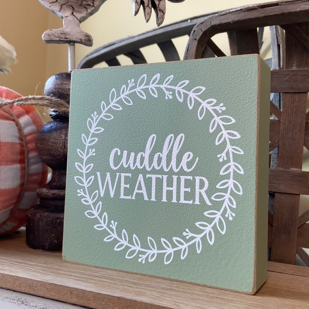 NEW! Shabby Chic Cottage Farmhouse Fall Harvest Cuddle Weather Wood Sign - Picture 2 of 7